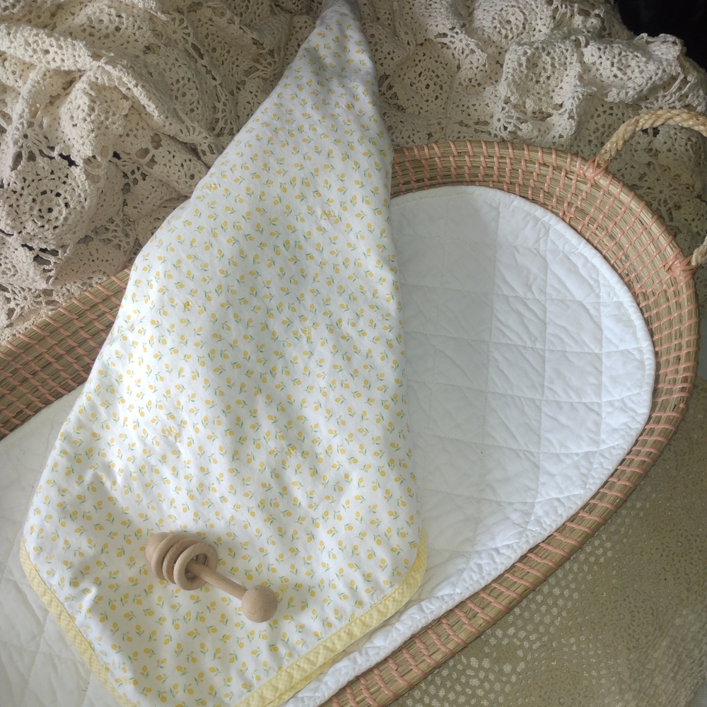 Vintage Yellow Floral Baby Blanket